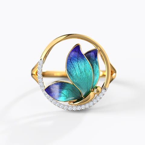 Encircle Blue Butterfly Diamond Ring